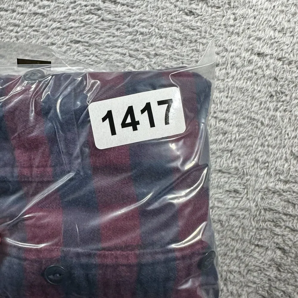 J.Crew Flannel Shirt Mens Medium Red Blue Mid Weight Button Up Long Sleeve‎